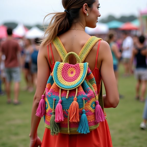 stylish crochet festival backpack