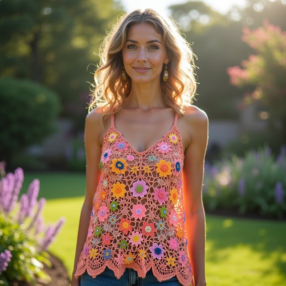 stylish crochet flower tank