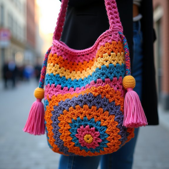 stylish crochet shoulder bag