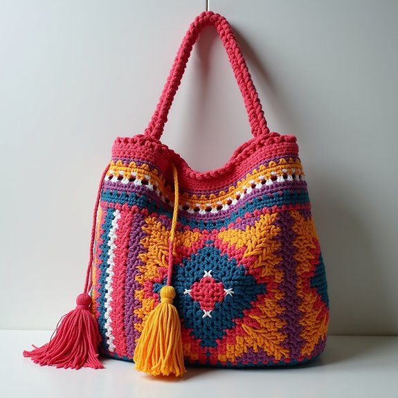 stylish geometric crochet handbag