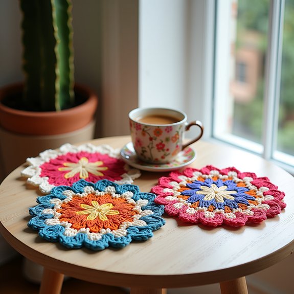 stylish handmade crochet coasters