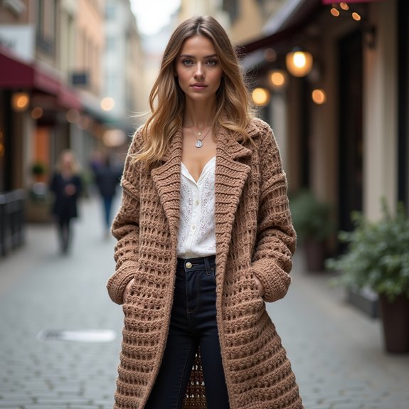stylish longline crochet outerwear