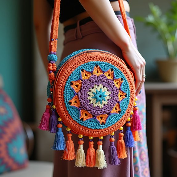 stylish round bohemian handbag