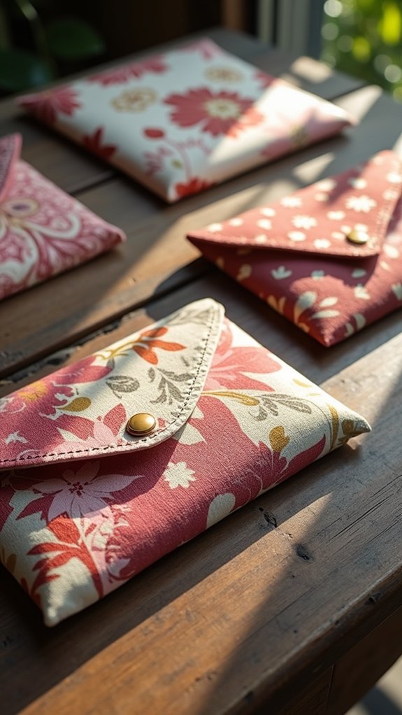 textile embellished mailing envelopes