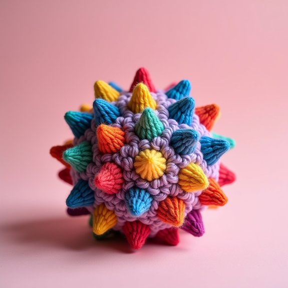 textured colorful crochet sphere