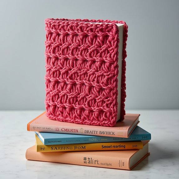 textured crochet book cover