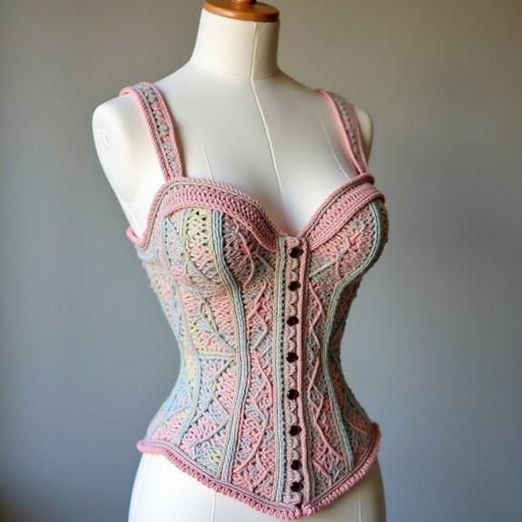 textured crochet cable corset