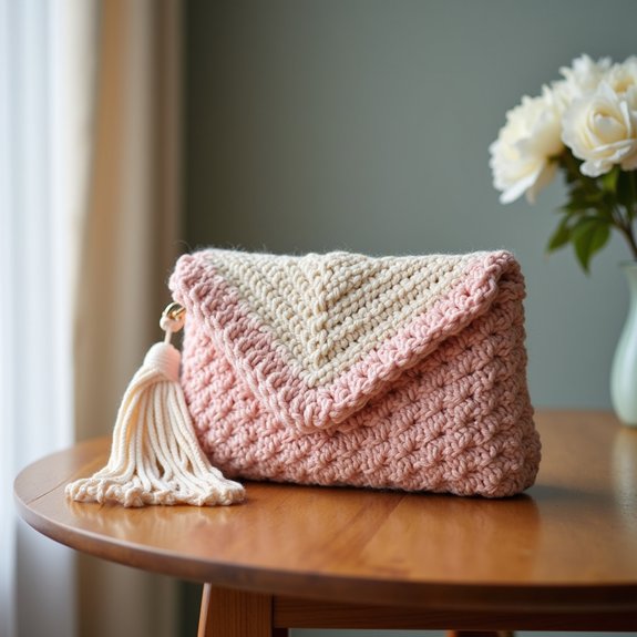 textured crochet shell bag