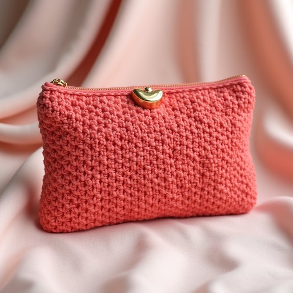 textured crochet shell clutch