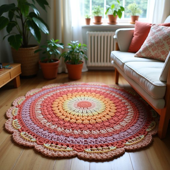 textured crochet shell mat