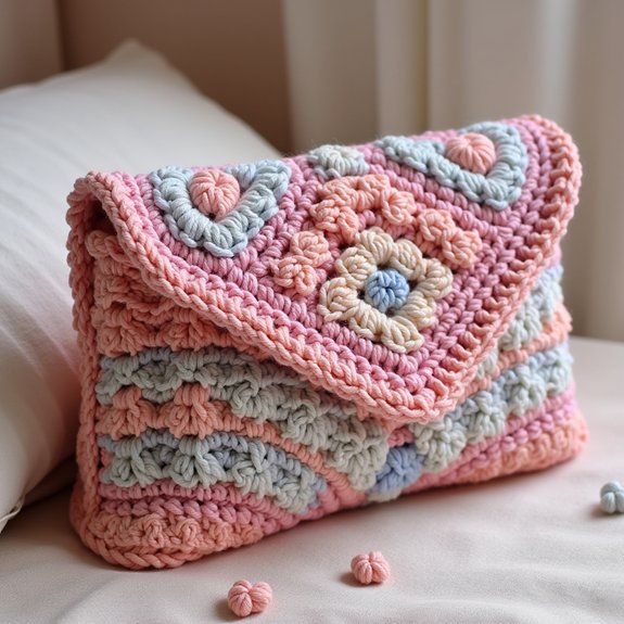 textured handmade crochet purse