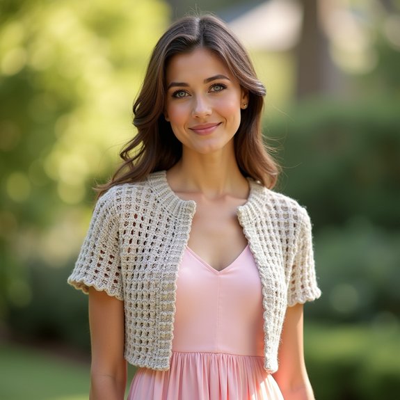 textured knit bolero jacket
