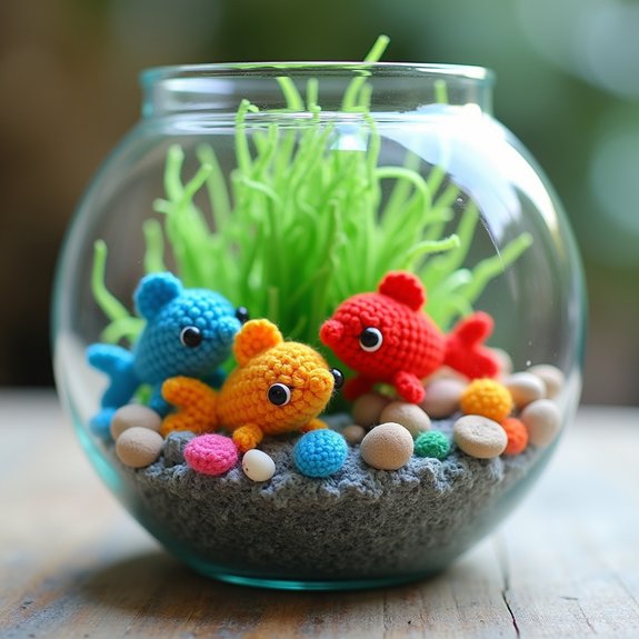 tiny crochet fish aquarium