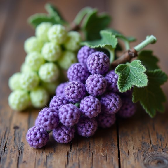 tiny handmade crochet grapes
