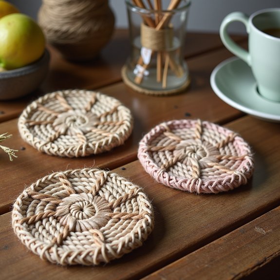 twine coated rustic coasters