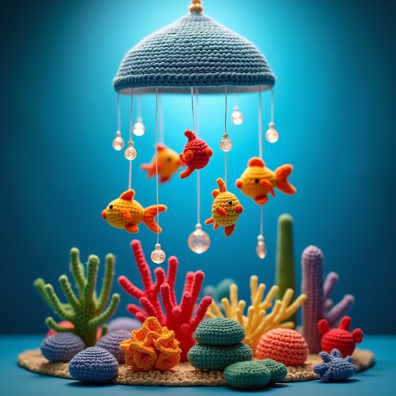 underwater themed crochet mobile