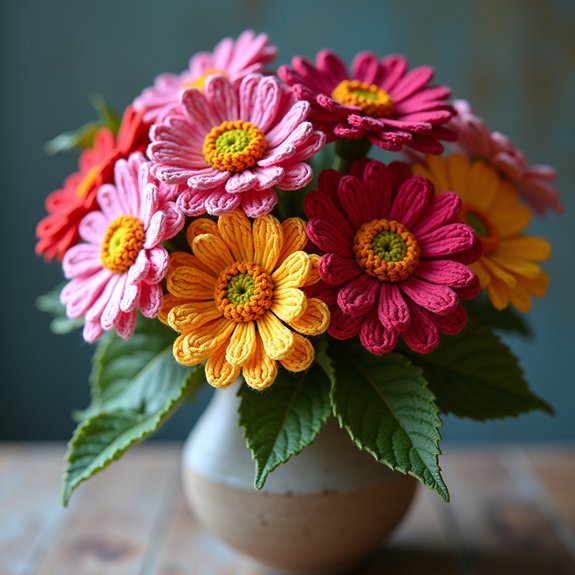 vibrant blooming zinnia flowers