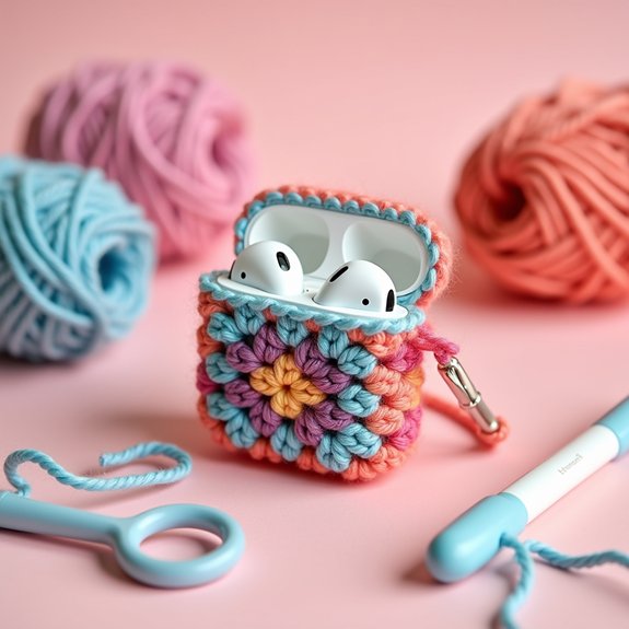 vibrant crochet airpods cover