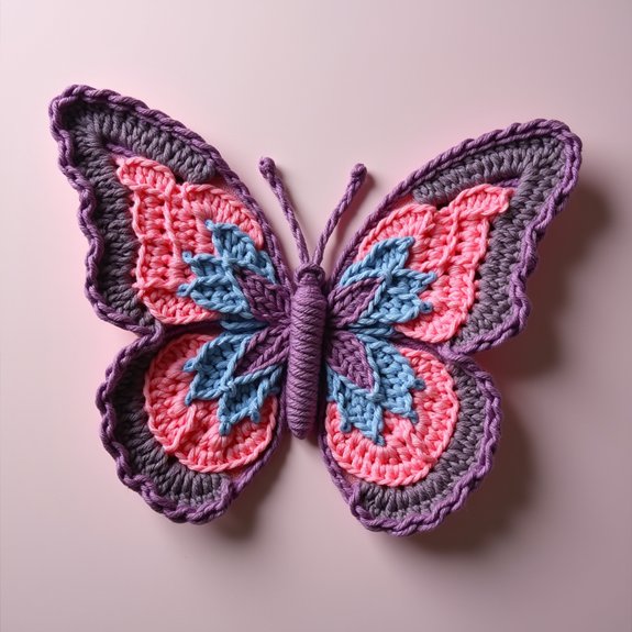 vibrant crochet butterfly design