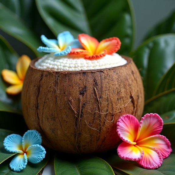 vibrant crochet coconut design