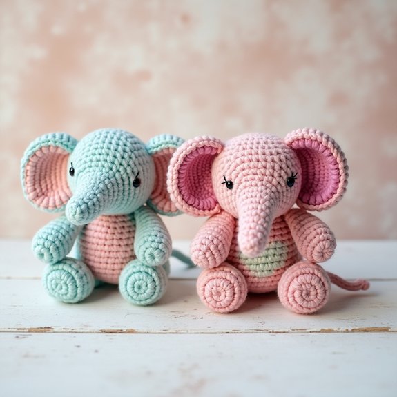 vibrant crochet elephant toy