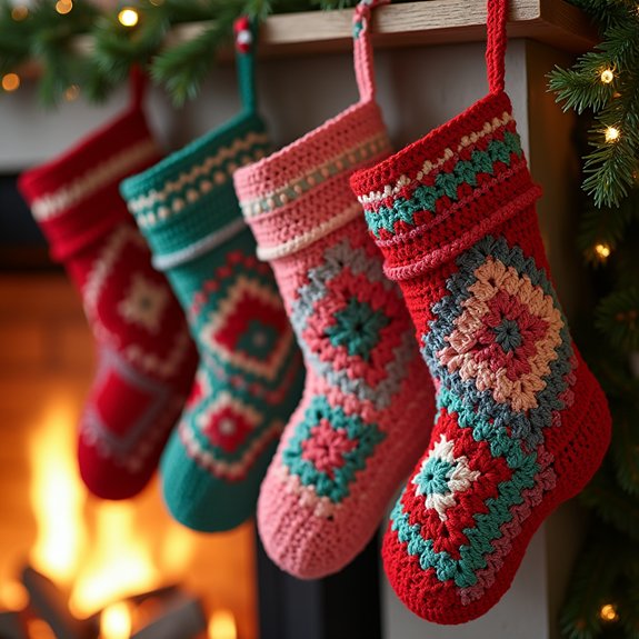 vibrant crochet holiday stocking
