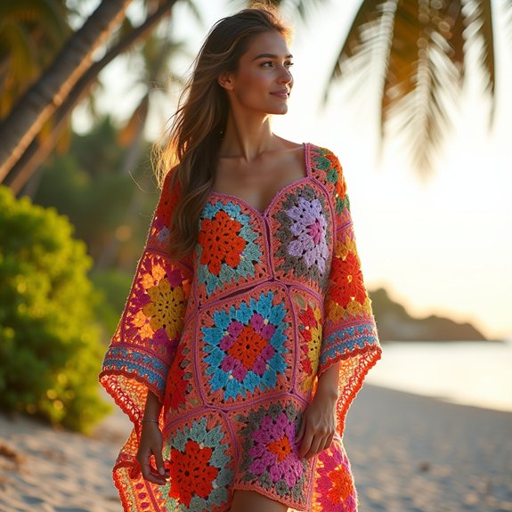 vibrant crochet kaftan design