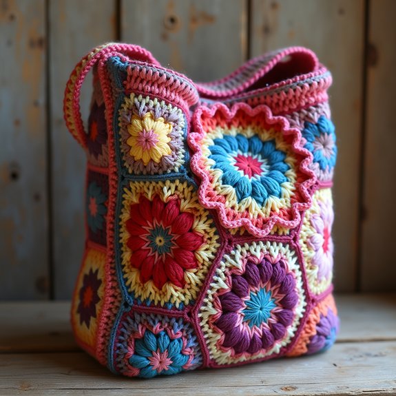 vibrant crochet square bag