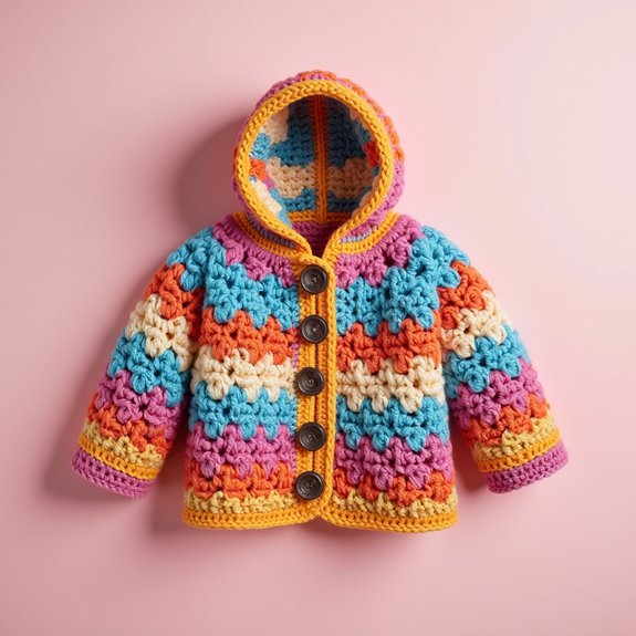 vibrant crochet square cardigan