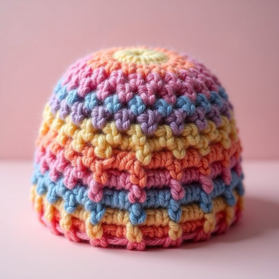 vibrant crochet square hat