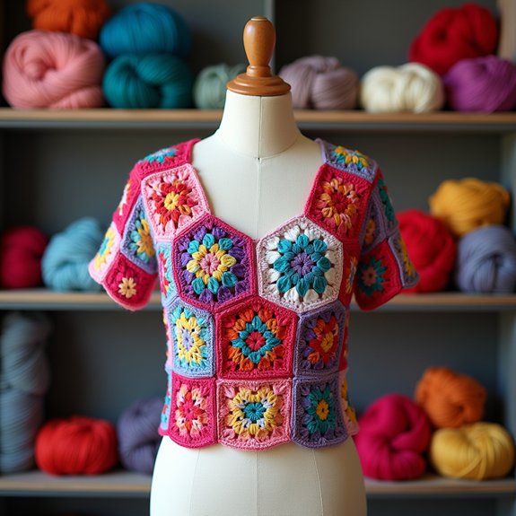 vibrant crochet square top