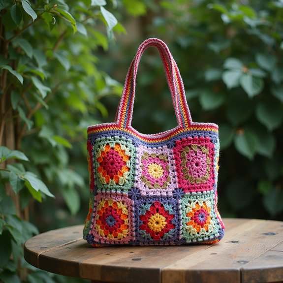 vibrant crochet tote bag