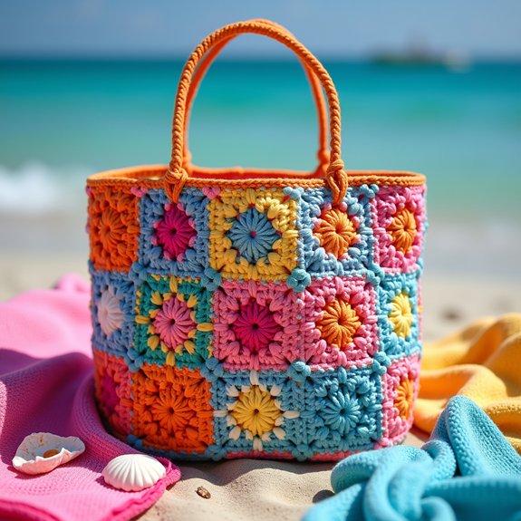 vibrant crochet tote bag
