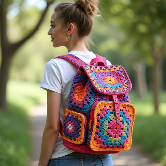 vibrant crocheted square design