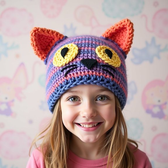 vibrant feline design hat