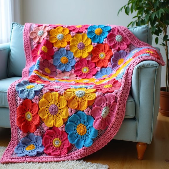 vibrant floral decorative blanket