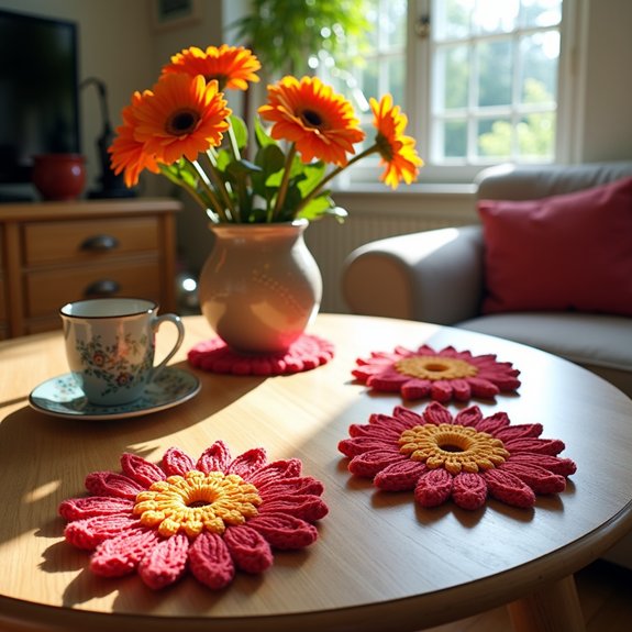 vibrant floral drink coaster