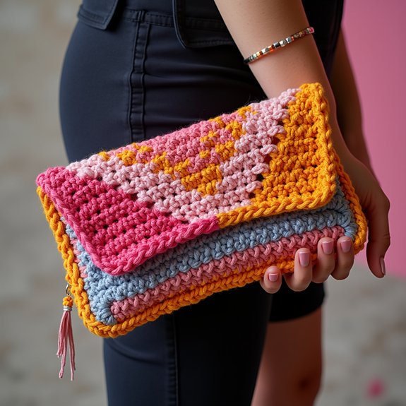 vibrant geometric handbag design