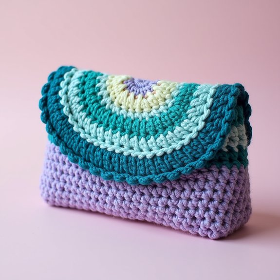 vibrant gradient crochet bag