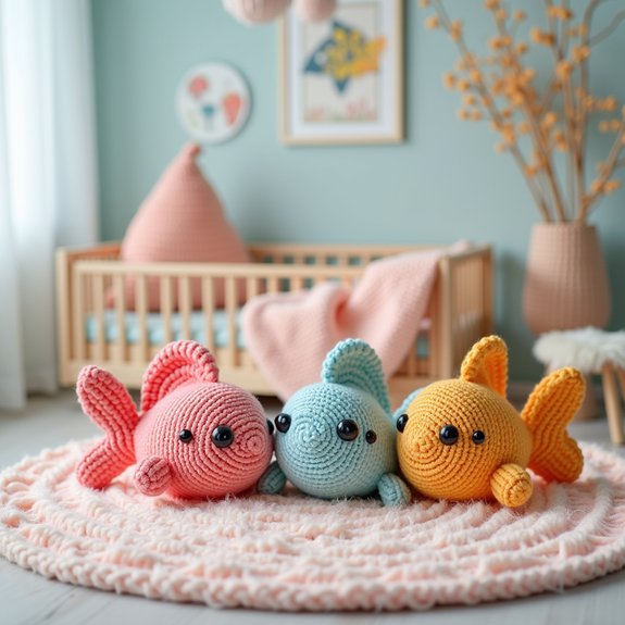 vibrant handmade crochet fish