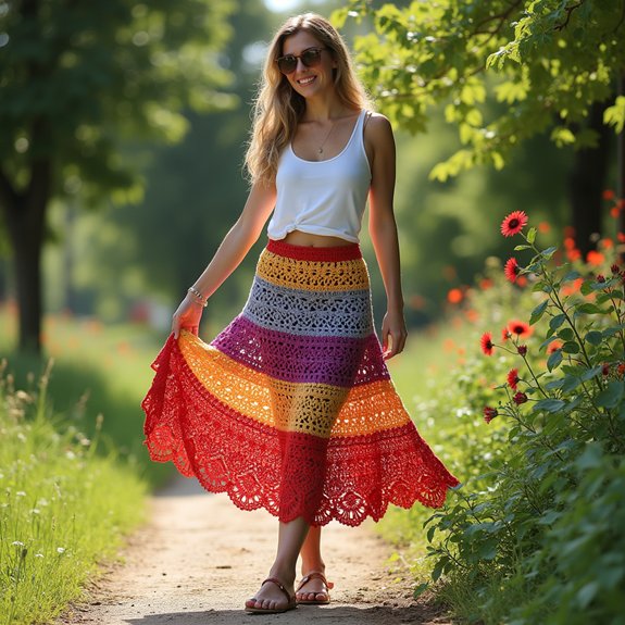 vibrant handmade crochet skirts