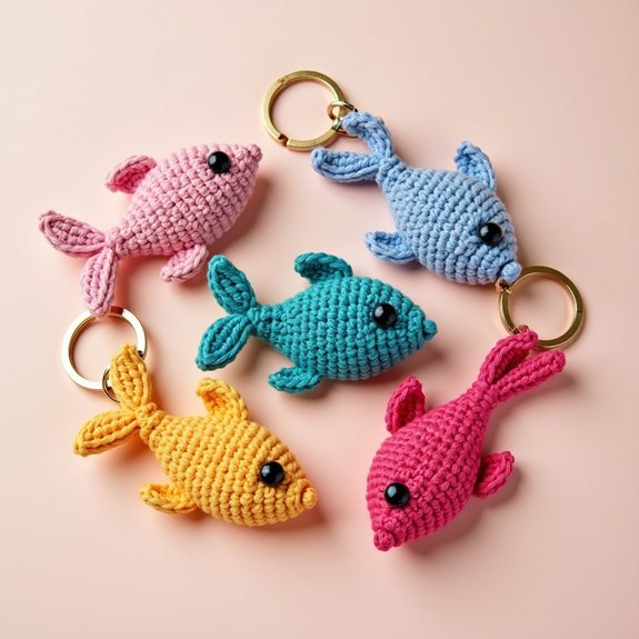 vibrant handmade fish keychains