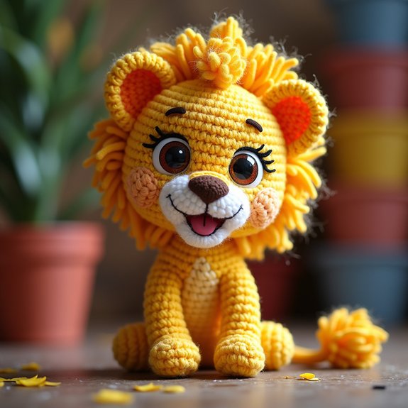 vibrant handmade lion sculpture