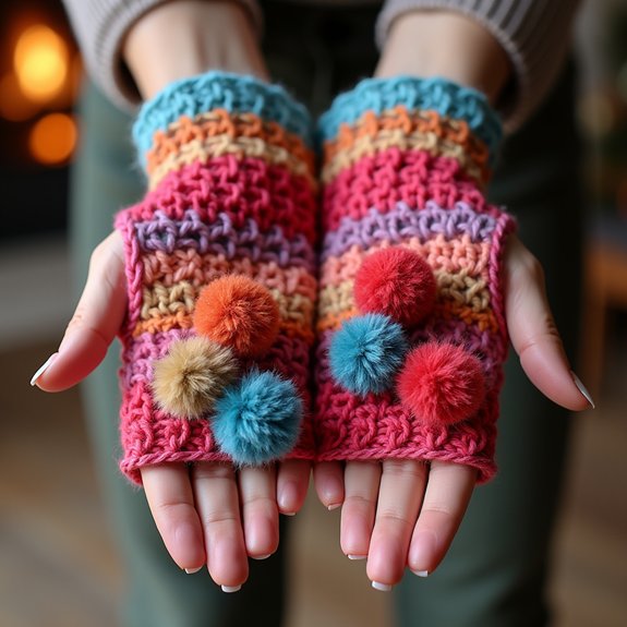 vibrant knit hand warmers