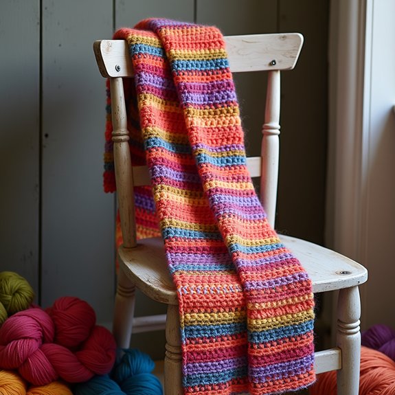 vibrant multi colored crochet belt