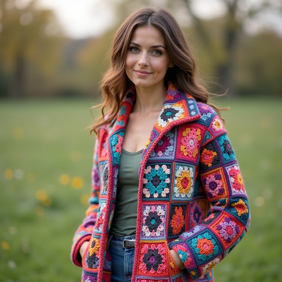 vibrant patchwork coat design