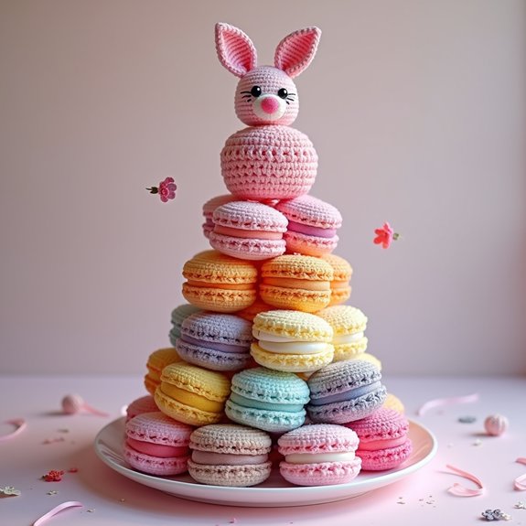 vibrant stacked macaron display