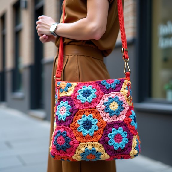 vibrant stitched fabric purse