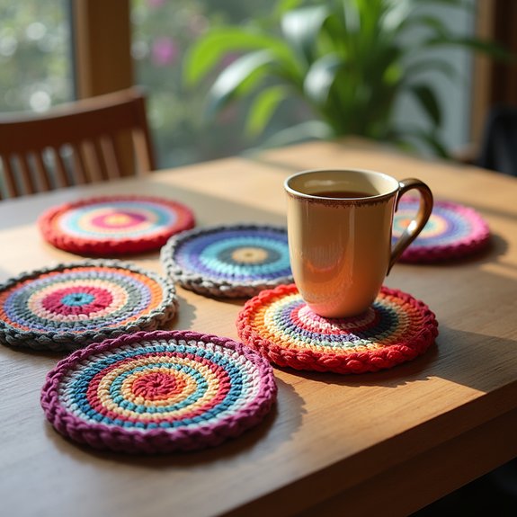 vibrant striped drink coaster