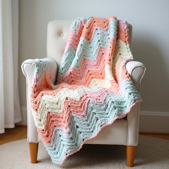 vibrant zigzag patterned throw